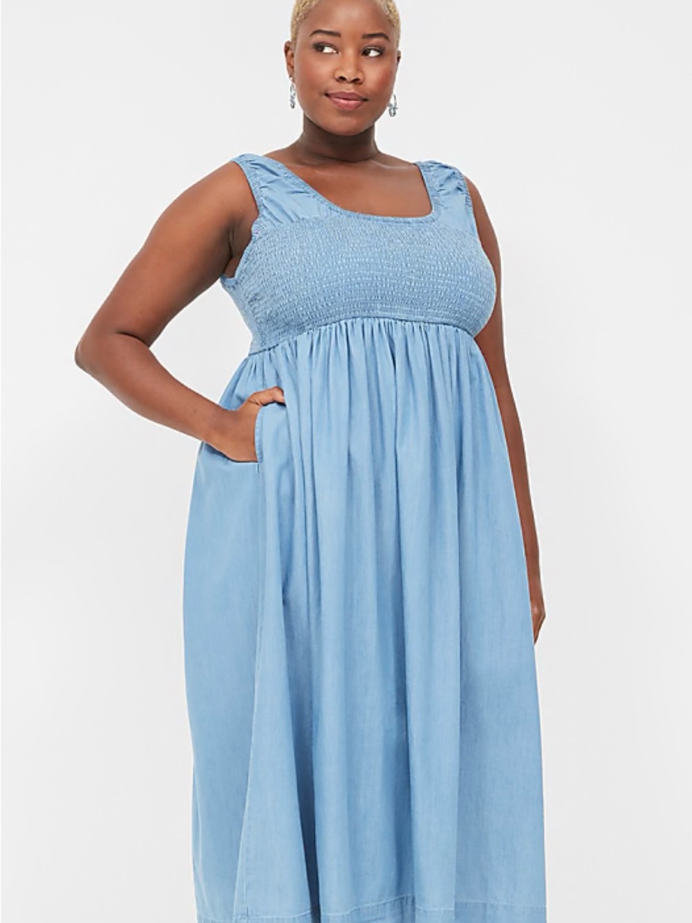Lane Bryant Light Blue Smocked Maxi Dress